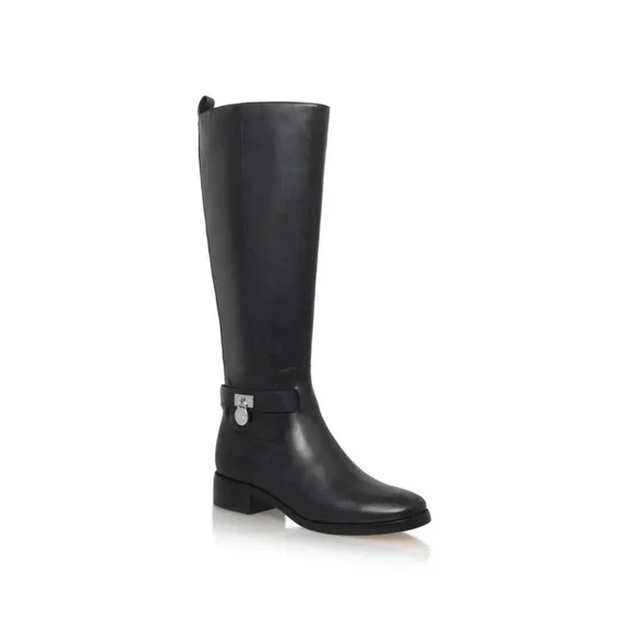 michael KORS Ryan Leather Black Riding Knee Boots - Picture 1 of 14